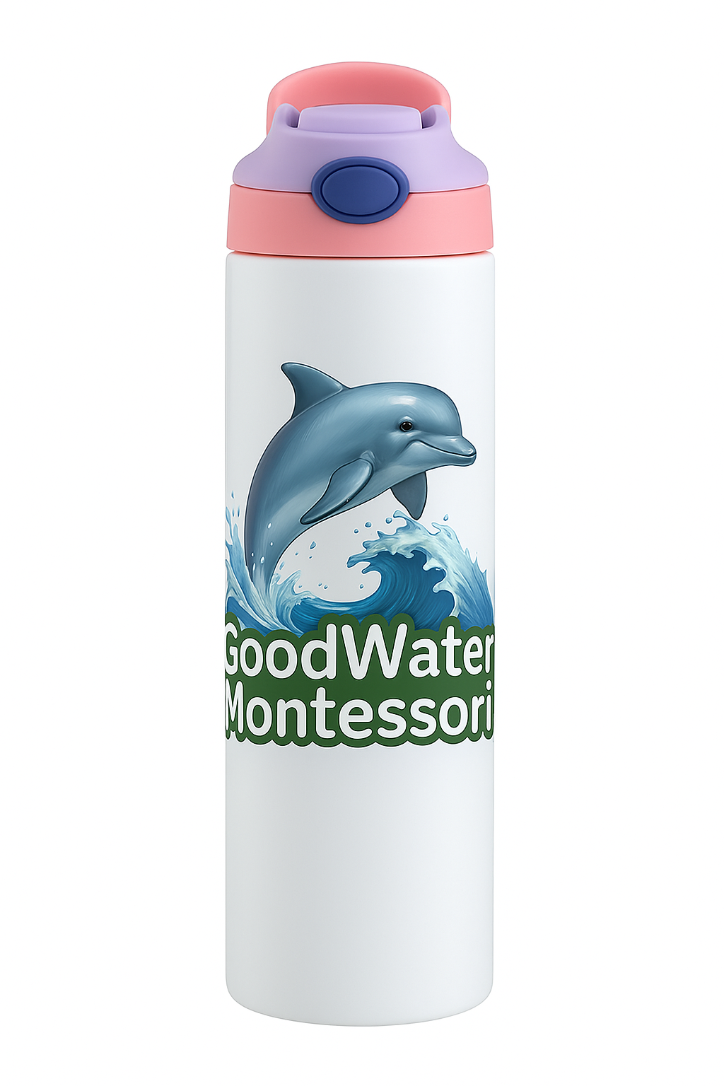 GoodWater 20oz Stainless Steel Water Bottle with Colorful Lids