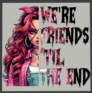 Horror Character Pink DTF Transfer - Text Mask