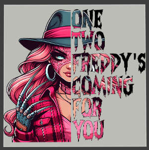 Horror Character Pink DTF Transfer - Text Mask