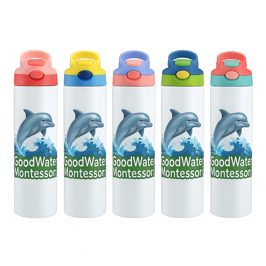 GoodWater 20oz Stainless Steel Water Bottle with Colorful Lids