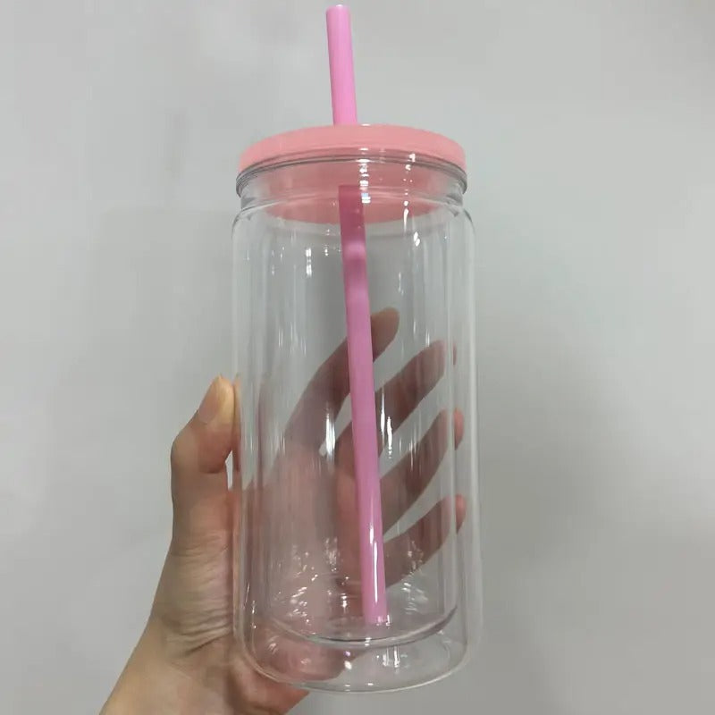 Snow Globe Tumbler with Acrylic Colored Lids