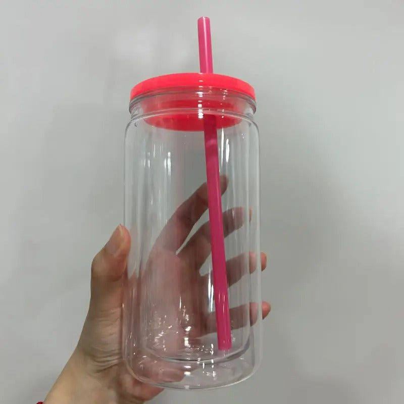 Snow Globe Tumbler with Acrylic Colored Lids