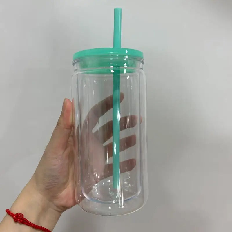 Snow Globe Tumbler with Acrylic Colored Lids