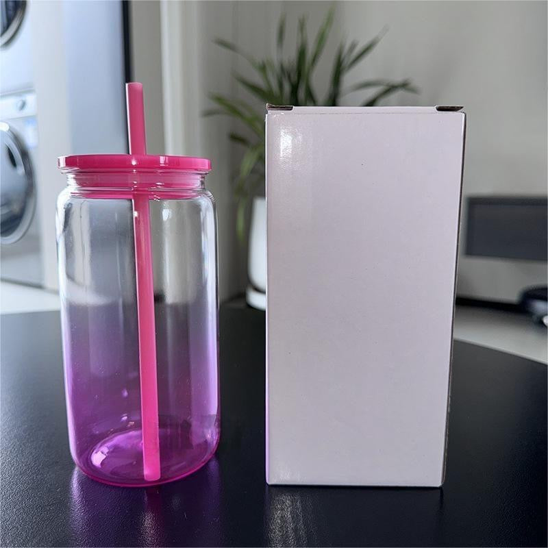 Ombre Color Plastic Tumblers with Lids and Straws