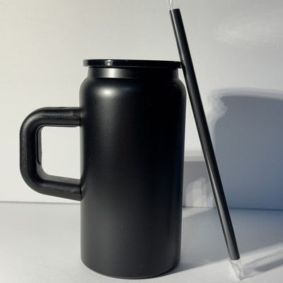 Stainless Steel Can with Handle & Straw – 16oz